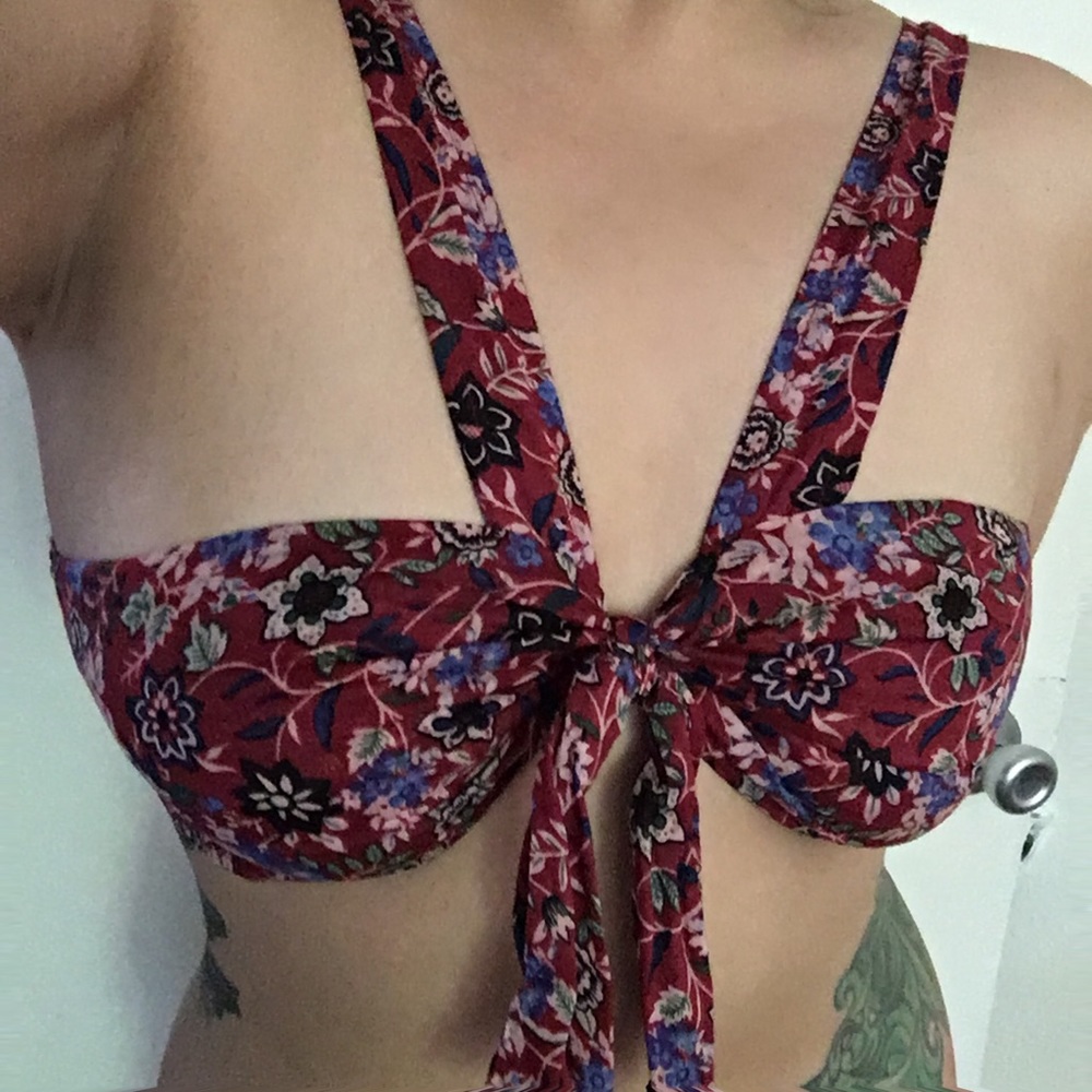 NWOT Free People burgundy floral top size M